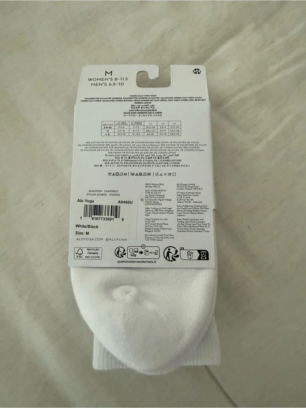 Unisex half-crew socks